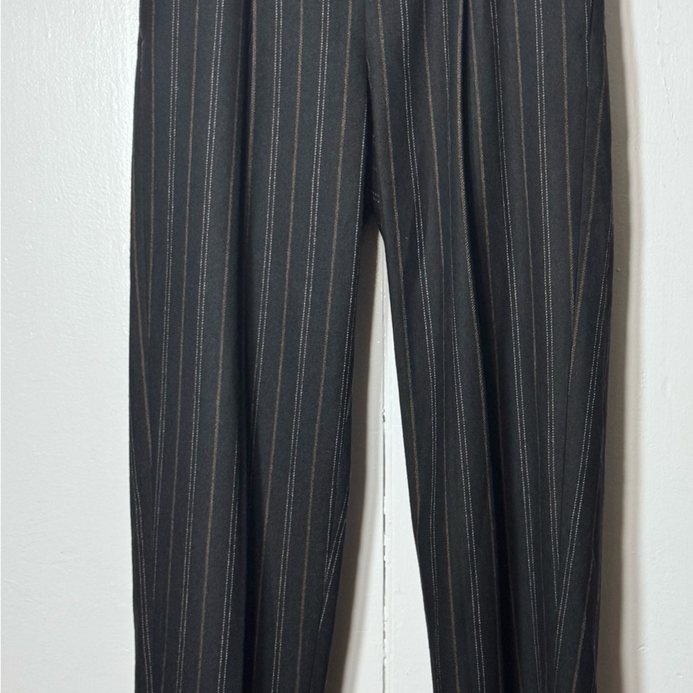 EUC Vince Black/Tan Striped Women's Cropped Pants Elastic Waist Retail $159 - Picture 5 of 9
